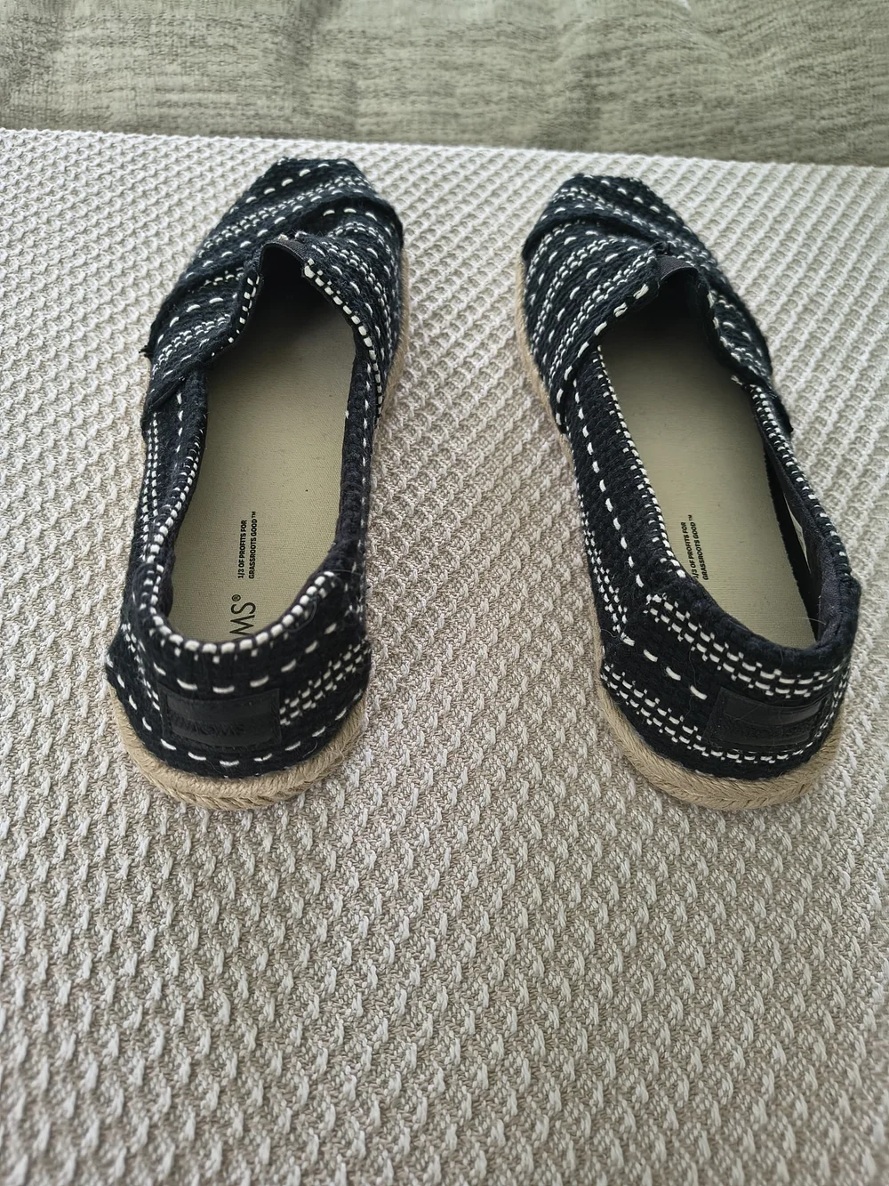 TOMS Black Woven Slip-On Espadrilles